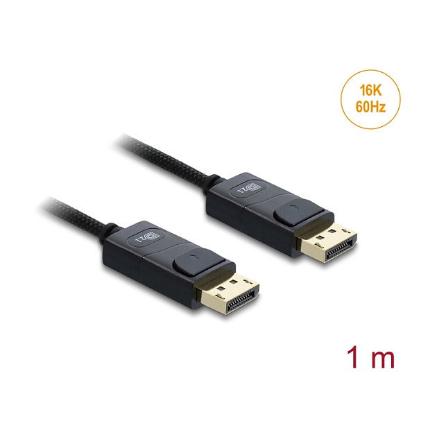 DeLOCK 81671 Cable DisplayPort Coaxial 16K 60 Hz 80 Gbps 1 m