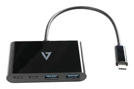 V7 V7UC2A2CHUB-BLK Hub USB-C con 4 Puertos USB 3.2 Gen 1 para PC y Mac (2x USB-A, 2x USB-C), Negro