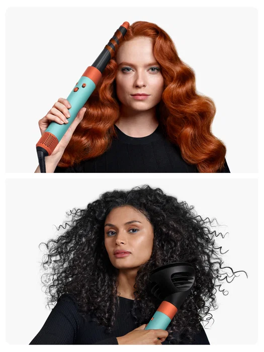 Dyson Airwrap i.d. Curly+Coily - Verde azulado, Naranja y Negro