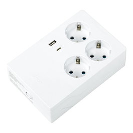 Simon Base múltiple Multifix con 3 tomas Schuko y 2 USB A/C, blanca