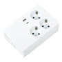 Simon Base múltiple Multifix con 3 tomas Schuko y 2 USB A/C, blanca