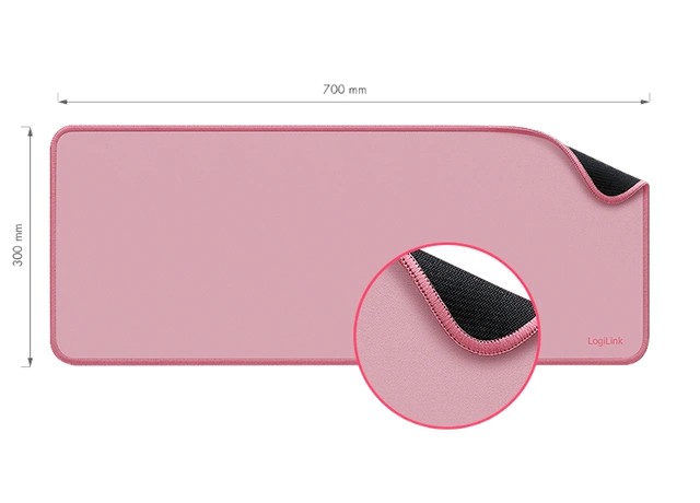 LogiLink Alfombrilla de escritorio 700 x 300 mm, rosa