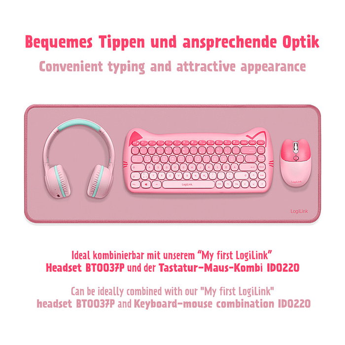 LogiLink Desk Mat 700 x 300 mm, rosa