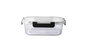 DKD Home Decor Recipiente Transparente 20.5 x 15.5 x 7.5 cm Borosilicato y PP con Cierre Hermético Apto Horno Microondas Lavavajillas