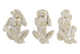 DKD Home Decor Figura de Resina Mono Dorado Surtido de 3