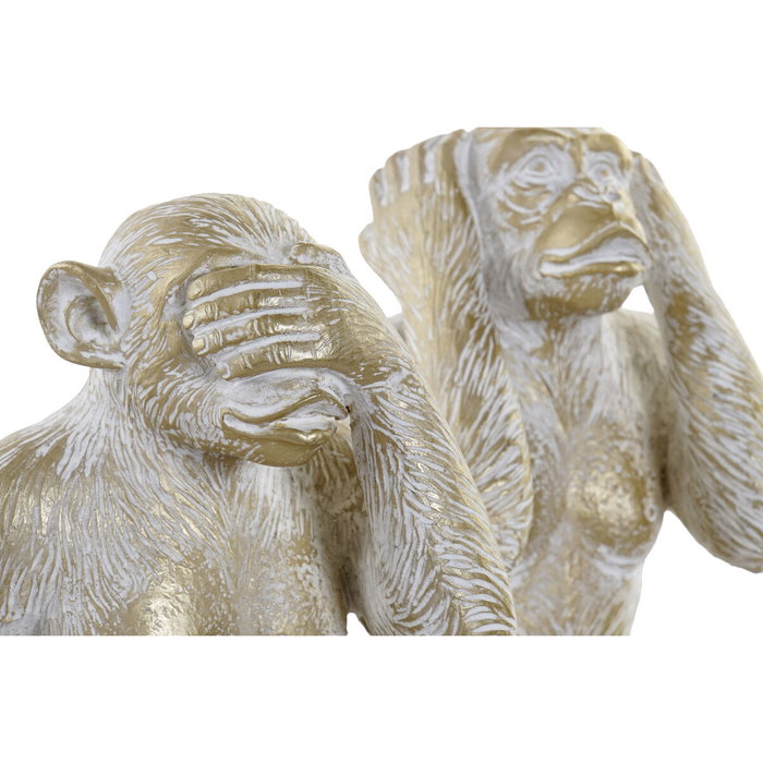 DKD Home Decor Figura de Resina Mono Dorado Surtido de 3
