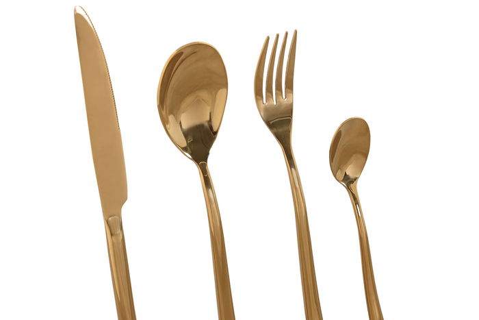 DKD Home Decor Cubertería Dorado Inox Set de 16 Piezas 0.8 x 23.5 x 1.8 cm
