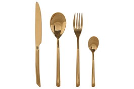 DKD Home Decor Set de Cubertería Chic Mision de 16 Piezas en Acero Inoxidable Dorado