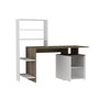 Hanah Home Mesa de Estudio Nogal y Blanco, Amplia Superficie y Estantería, 146.3x73.8x60cm