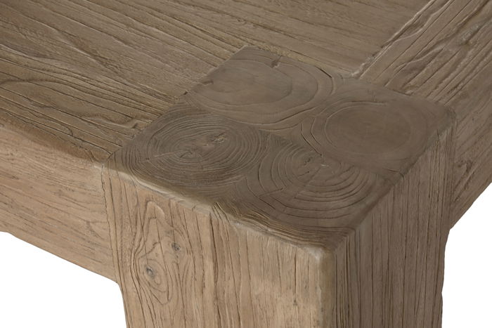 DKD Home Decor Mesa Comedor Minimal bs1c25 Olmo Macizo Natural 100 x 76 x 220 cm