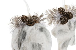 DKD Home Decor Decoracion Colgante Navidad Alpina Fieltro Blanco Gris Dorado 13 x 4.5 x 14 cm (6 Unidades)