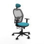PIQUERAS Y CRESPO Silla de oficina Jorquera con mecanismo Sincro/Traslack, Tela Turquesa y Malla Gris