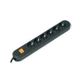 Bachmann SMART Regleta 6 Salidas AC con Interruptor y Cable de 3m Negro