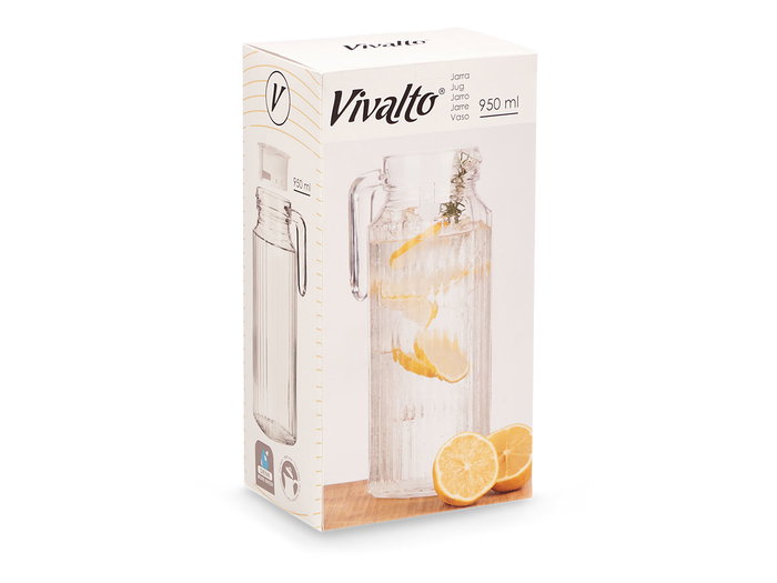 Vivalto Jarra con Tapa Blanca para Regalo 950 ml Vidrio Transparente y Tapa Blanca 11.5x23.5x8 cm (Set de 12)