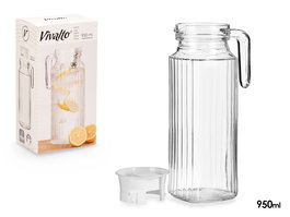 Vivalto Jarra con Tapa Blanca para Regalo 950 ml Vidrio Transparente y Tapa Blanca 11.5x23.5x8 cm (Set de 12)