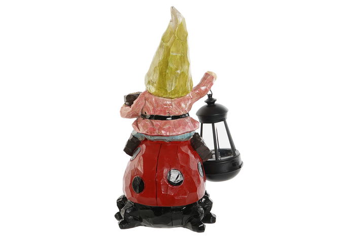 DKD Home Decor Decoración Luminosa LED Solar Gnomo Verde Rojo Multicolor 2 Unidades 17.8 x 32 x 20 cm