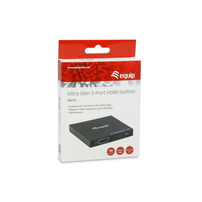 Equip Splitter HDMI 1.4 Ultra Slim 2 Puertos 4K/30Hz Negro Equip Splitter HDMI 1.4 Ultra Slim 2 Puertos 4K/30Hz Negro