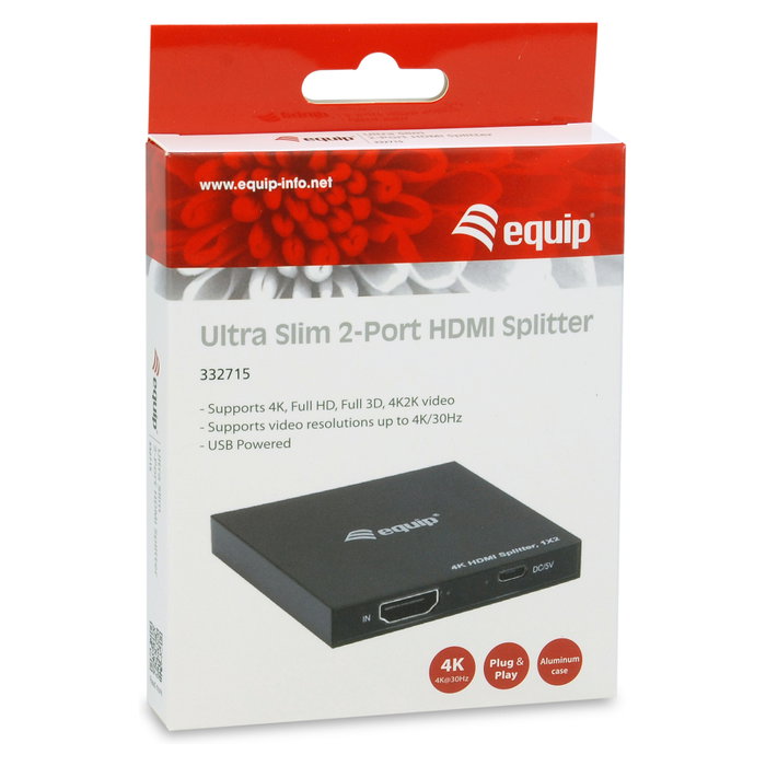 Equip Splitter HDMI 1.4 Ultra Slim 2 Puertos 4K/30Hz Negro Equip Splitter HDMI 1.4 Ultra Slim 2 Puertos 4K/30Hz Negro