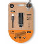 Tech One Tech Cargador Coche TEC2803 2 Puertos USB + Cable USB Tipo-C 12W - Compatible Apple/Android - Certificado CE FCC ROHS