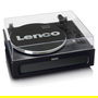 Lenco LS-430BK Tocadiscos de tracción por correa con Bluetooth 5.0 y Altavoces, 33/45 RPM, Imitación Piel, Negro