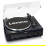 Lenco LS-430BK Tocadiscos de tracción por correa con Bluetooth 5.0 y Altavoces, 33/45 RPM, Imitación Piel, Negro