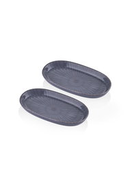 Hermia NON0008 Juego de Platos (2 Piezas) Cerámica Gris 10 x 17 x 4 cm