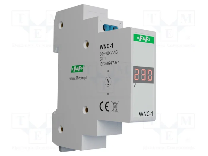 F&F Voltímetro Digital para Raíl DIN (80-500V AC)