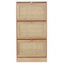 Home Deco Factory Zapatero Bali 3 Puertas Madera y Ratán Entrada Hogar Capacidad 18 Pares 60x24x113 cm