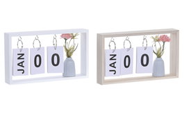 DKD Home Decor Calendario MDF con Diseño de Jarroncito de Flor