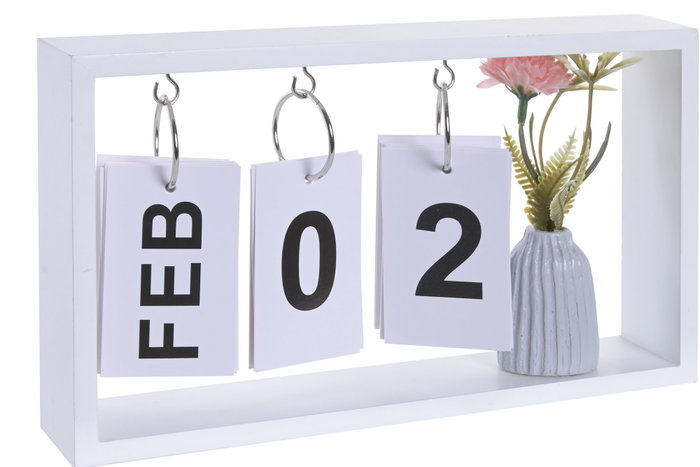 DKD Home Decor Calendario MDF con Diseño de Jarroncito de Flor
