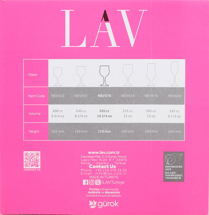 LAV Set de 6 Copas de Agua Nevaka Colección Nevakar 320 cc