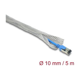 DeLOCK Manguito trenzado para apantallamiento EMC auto-cerrante 5 m x 10 mm Plata