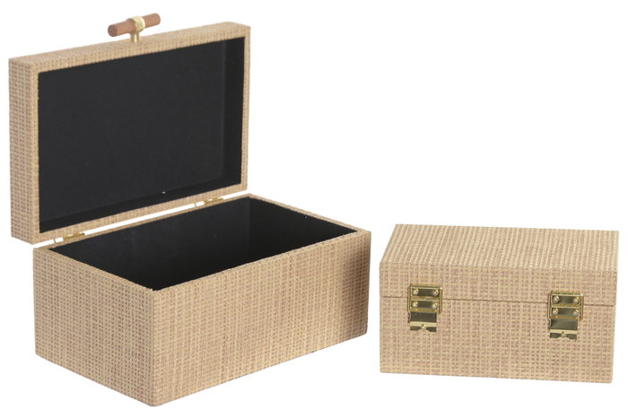 DKD Home Decor Set de 2 Cajas de Madera Natural 26x18x13,3 cm DKD Home Decor Set de 2 Cajas de Madera Natural 26x18x13,3 cm