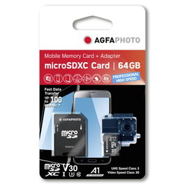 AgfaPhoto MicroSDXC UHS I 64GB Prof. High Speed U3 V30 A1