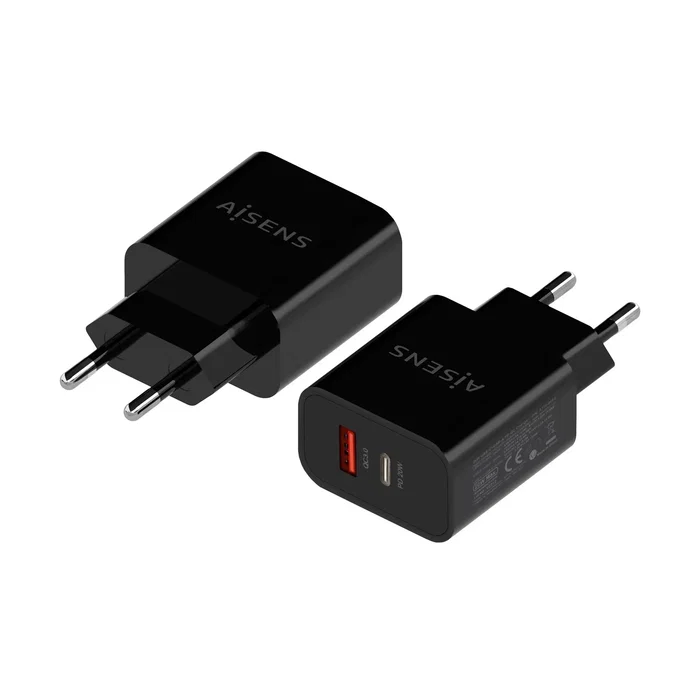 AISENS Cargador de Pared 20W con USB-C PD3.0 y USB-A QC3.0 - Negro AISENS Cargador de Pared 20W con USB-C PD3.0 y USB-A QC3.0 - Negro