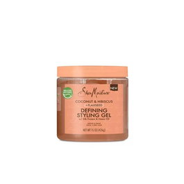 Shea Moisture Coconut & Hibiscus+Flaxseed Defining Styling Gel para Rizos y Cabello Grueso con Fijación Duradera y Control de Encrespamiento, 426g/431gr