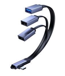 MicroConnect Cable divisor USB-C en ángulo a USB 2.0 + USB 2.0 + USB 3.0 Negro