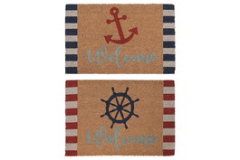 DKD Home Decor Felpudo Atlantico Azul Marino Rojo 40 x 60 x 1.5 cm (6 Unidades)