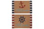 DKD Home Decor Felpudo Atlantico Azul Marino Rojo 40 x 60 x 1.5 cm (6 Unidades)