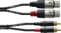 Cordial Cable de Audio Doble XLR Hembra a RCA 3 Metros
