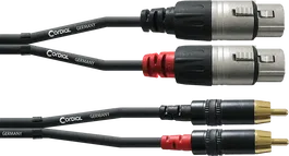 Cordial Cable de Audio Doble XLR Hembra a RCA 3 Metros