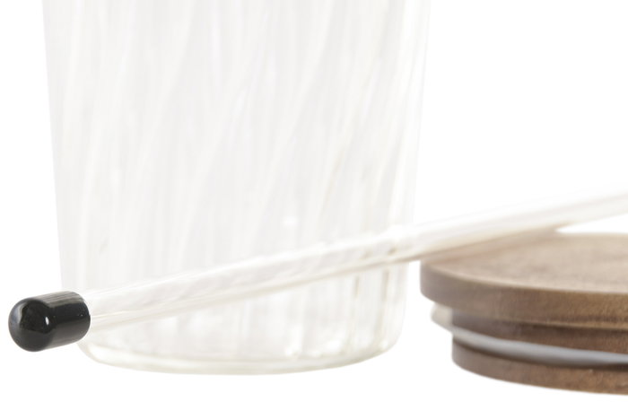 DKD Home Decor Taza de Borosilicato y Acacia 1L Transparente