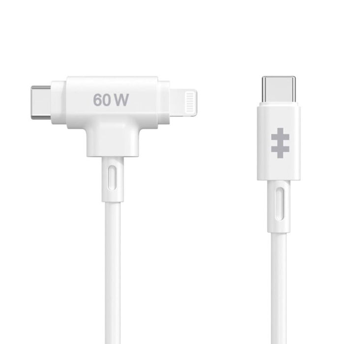HYPER HyperJuice Cable USB 2.0 USB-C a USB-C y Lightning de 1.5 Metros para Carga de Dispositivos, Blanco HYPER HyperJuice Cable USB 2.0 USB-C a USB-C y Lightning de 1.5 Metros para Carga de Dispositivos, Blanco