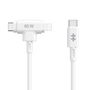 HYPER HyperJuice Cable USB 2.0 USB-C a USB-C y Lightning de 1.5 Metros para Carga de Dispositivos, Blanco