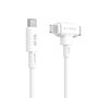 HYPER HyperJuice Cable USB 2.0 USB-C a USB-C y Lightning de 1.5 Metros para Carga de Dispositivos, Blanco