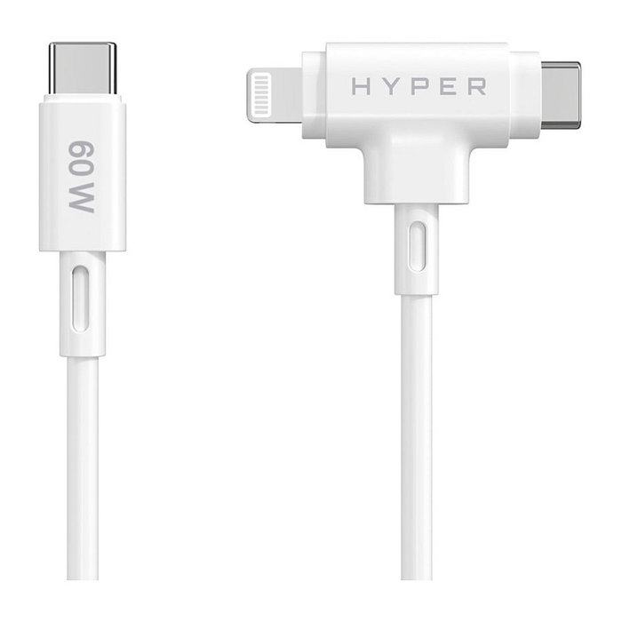 HYPER HyperJuice Cable USB-C a USB-C/Lightning 1,5 m Blanco HYPER HyperJuice Cable USB-C a USB-C/Lightning 1,5 m Blanco