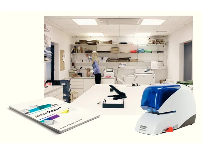 Rapid Grapadora Eléctrica 5050e, Capacidad 50 Hojas, Usa Cassette Grapas, Color Azul