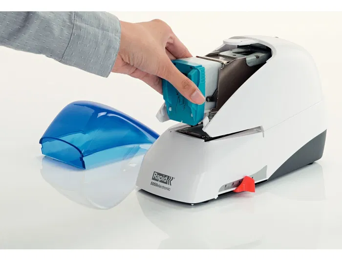 Rapid Grapadora Eléctrica 5050e, Capacidad 50 Hojas, Usa Cassette Grapas, Color Azul