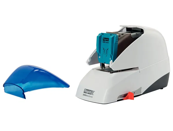 Rapid Grapadora Eléctrica 5050e, Capacidad 50 Hojas, Usa Cassette Grapas, Color Azul