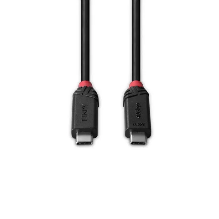 Lindy 37001 Cable USB4 Gen 3x2 USB-C a USB-C 40 Gb/s, 240W, 1m, Negro, Macho a Macho